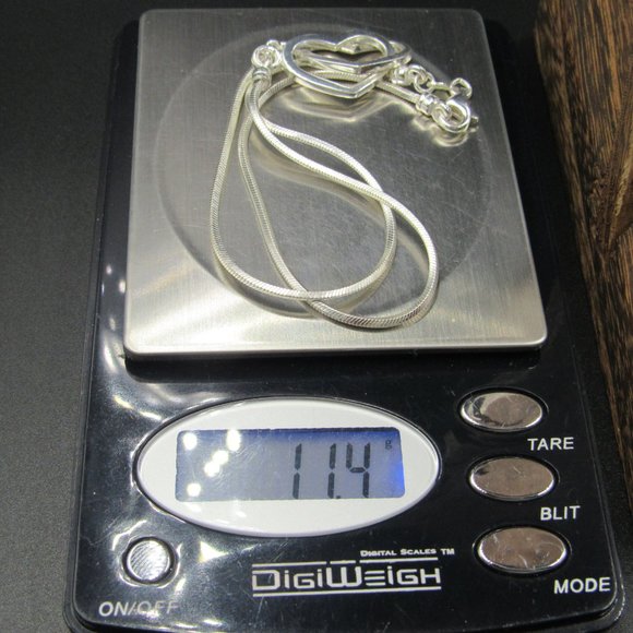 14" Sterling Silver Double Locking Hearts Necklace Vintage - Picture 6 of 6